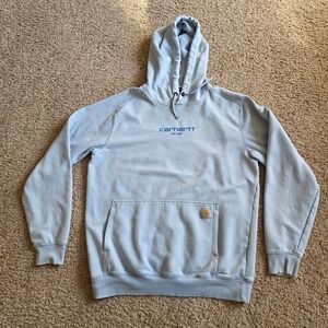 Carhartt Force Relaxed Fit Hoodie Mens Medium Light Blue Pullover Sweatshirt